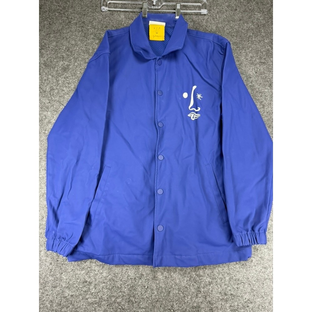 ZARA x Jean Jullien Blue Coach Jacket Abstract Face‎ Print Menswear Medium